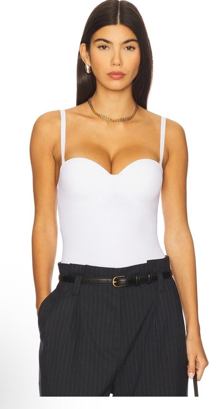 Wolford Mat De Luxe Forming String Bodysuit in White Sz Large D Cup NWT $215